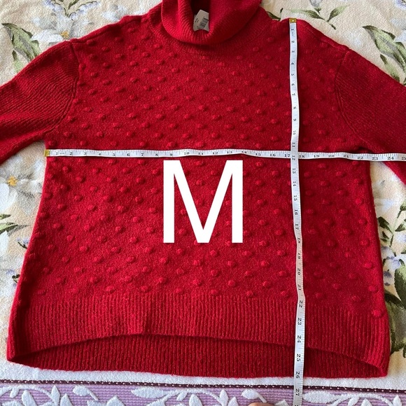 NWOT Gibson Latimer Red Popcorn polka Dot Sweater - Picture 7 of 16